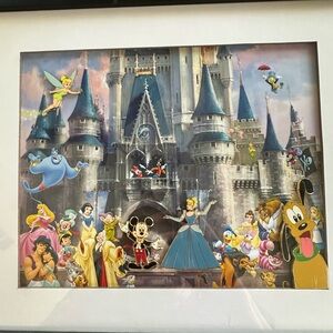 Walt Disney Cinderella Castle 4 Pin Set Where Dreams Come True Framed Lithograph